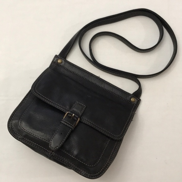 Fossil Handbags - FOSSIL Mini Black Leather Crossbody Purse